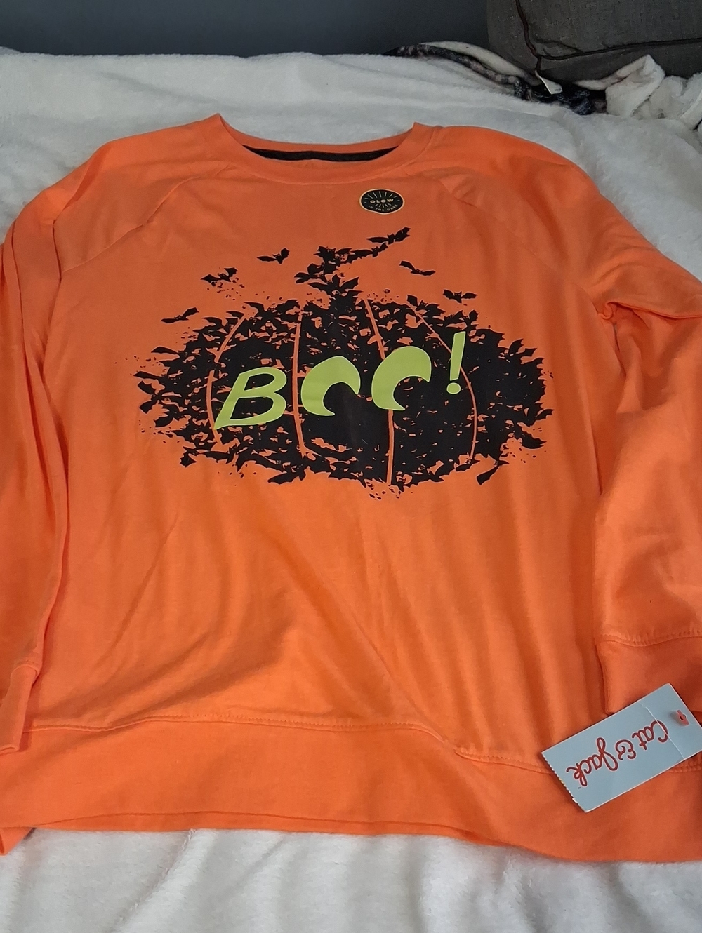 Cat & Jack Kids' Orange Graphic Long-Sleeve Shirt - 'Boo' Pumpkin Design